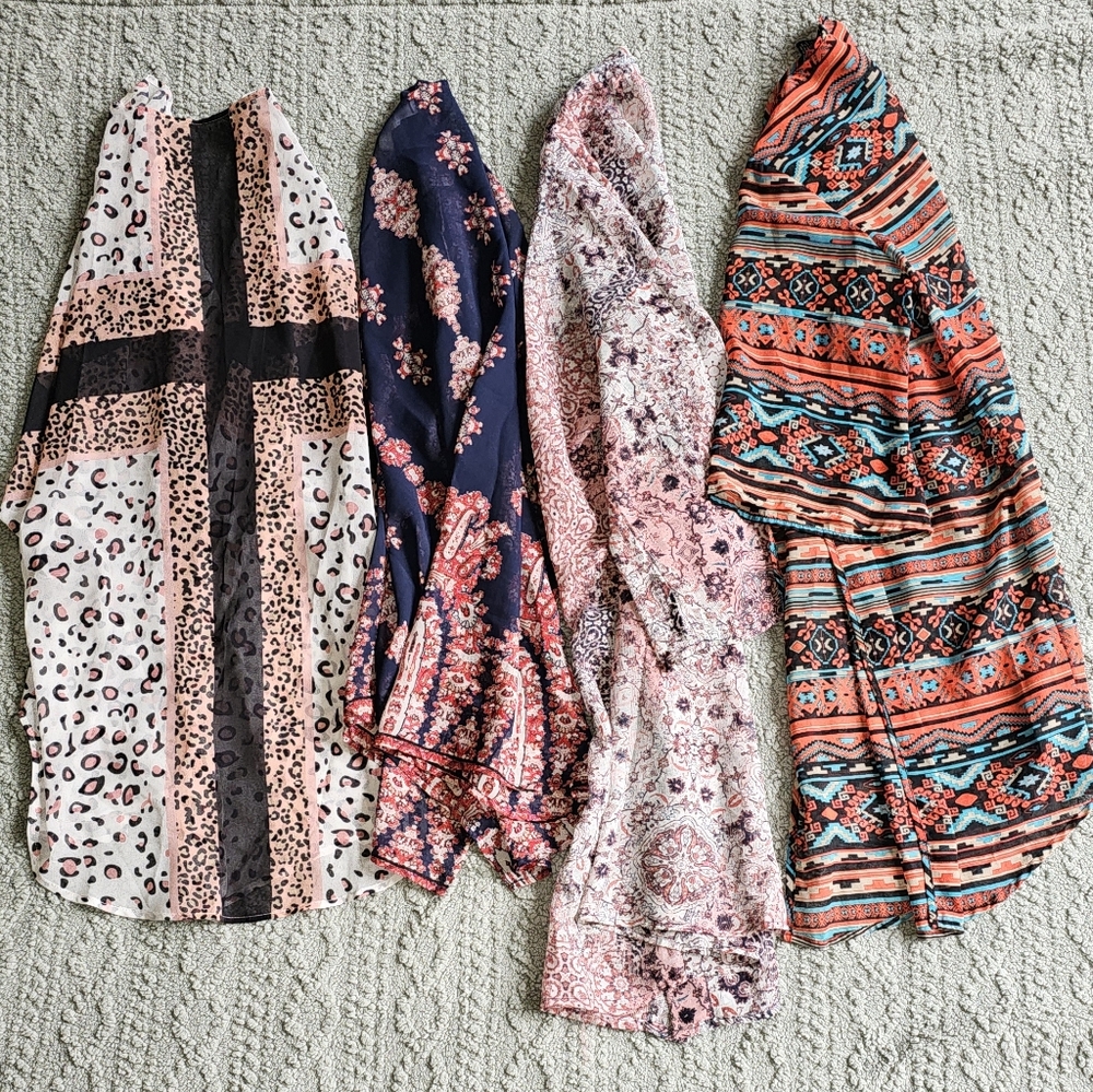 Boho Kimonos/Shawls, Set Of 4
